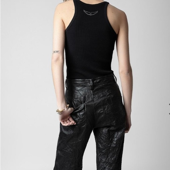 Zadig&Voltaire Alba Wing Ribbed Tank Top Black. S/S 2023 Collection 🖤 New w/tag - Picture 7 of 10